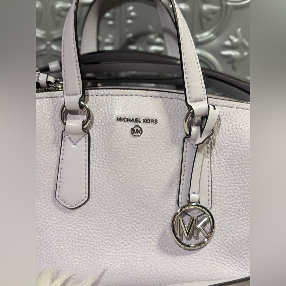Michael Kors nwot Leather Camille Small Satchel Lavender Mist Handbag Purse lux - Picture 2 of 7